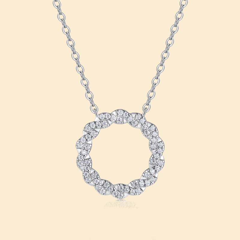 N15658款S925银镀18K白金无限圆环MoissaniteNecklace0.56