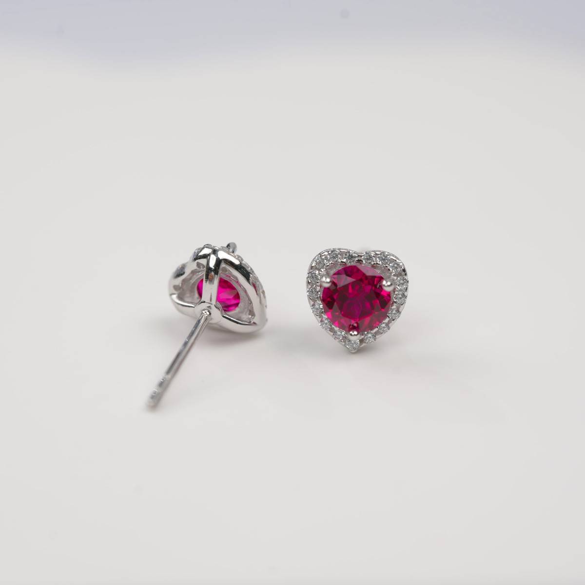 E1735款925银镀18K白金培育彩宝Stud Earring主石5.0mm