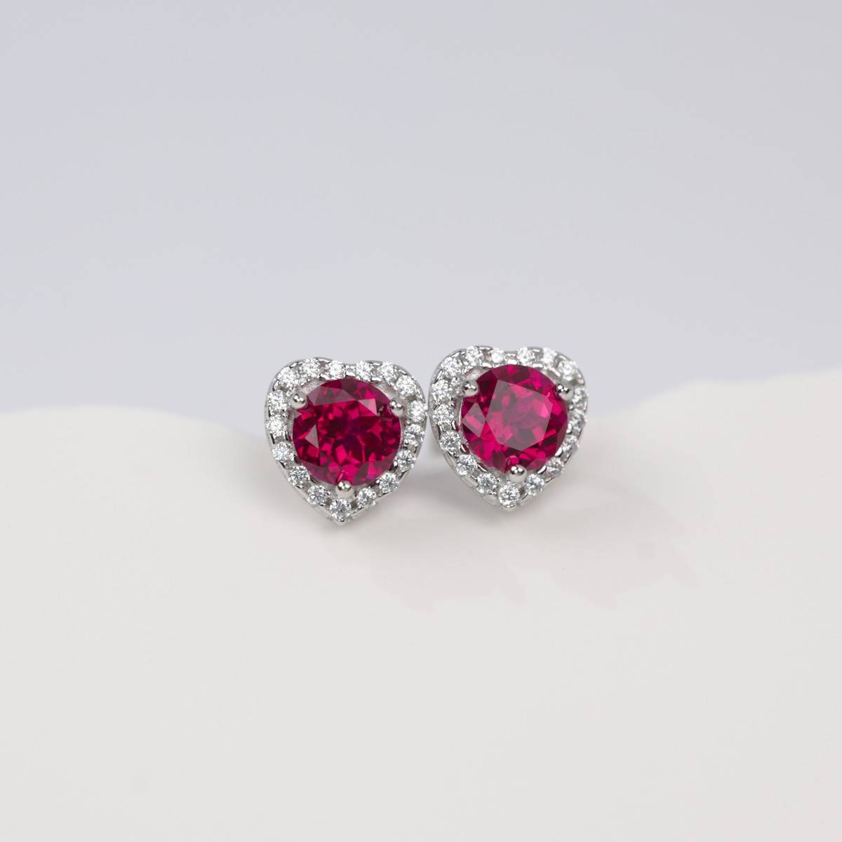 E1735款925银镀18K白金培育彩宝Stud Earring主石5.0mm