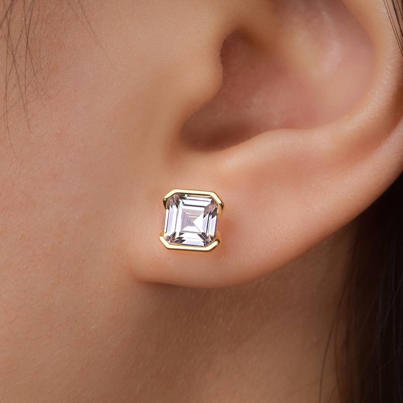 ME0024款S25银镀18K黄金阿斯切MoissaniteStud Earring2.0ct