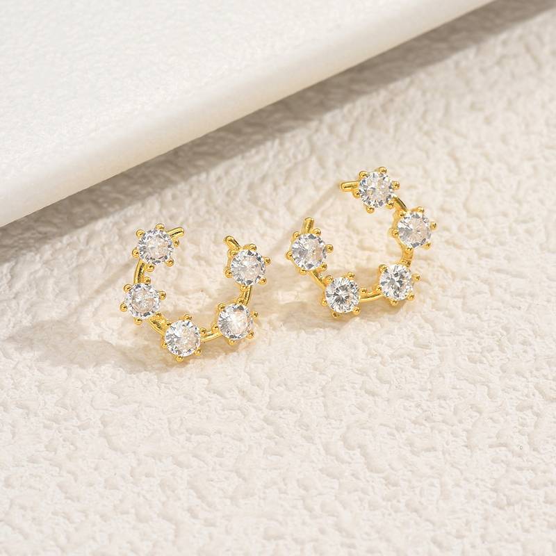 ME0025款S25银镀18K黄金Moissanite圆环耳环2.0ct