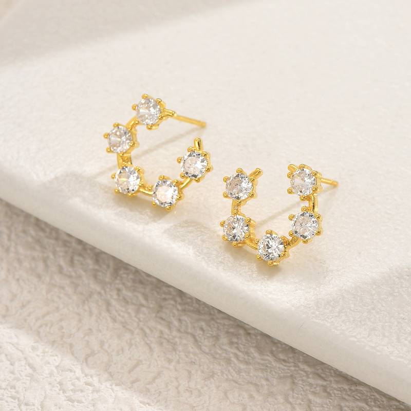 ME0025款S25银镀18K黄金Moissanite圆环耳环2.0ct