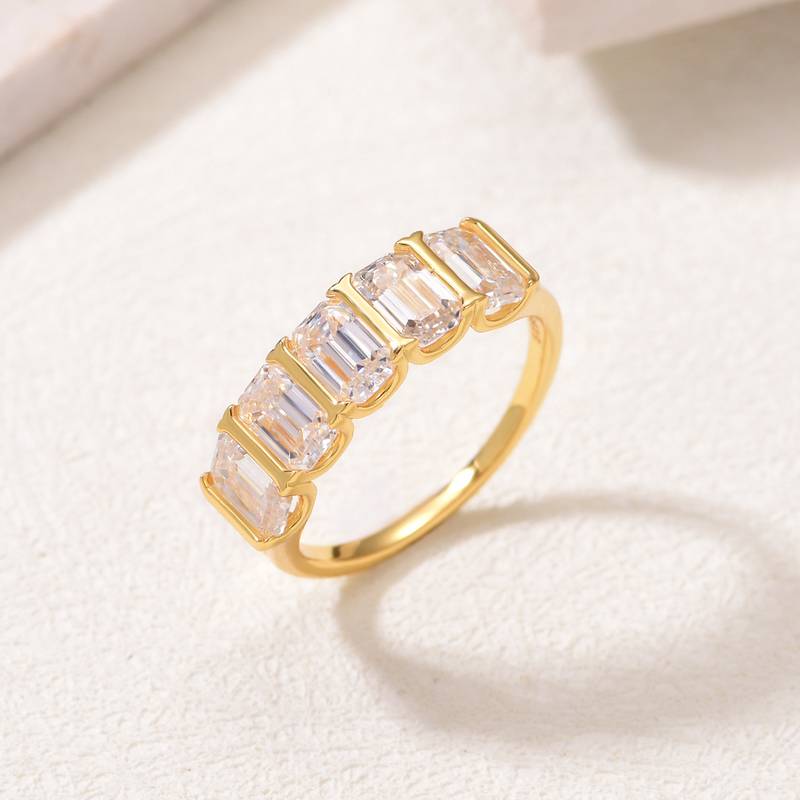 MR0149款S25银镀18K黄金雷迪恩切割Moissanite排戒4.0ct/6*4mmmm