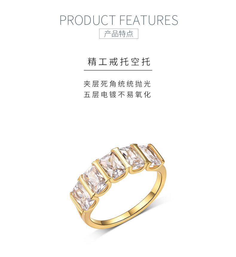 MR0149款S25银镀18K黄金雷迪恩切割莫桑钻排戒4.0ct/6*4mm - 5