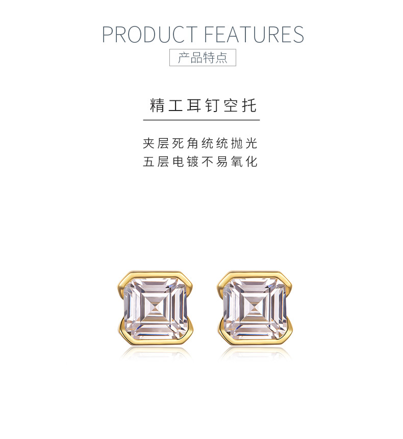 ME0024款S25银镀18K黄金阿斯切莫桑钻耳钉2.0ct - 5