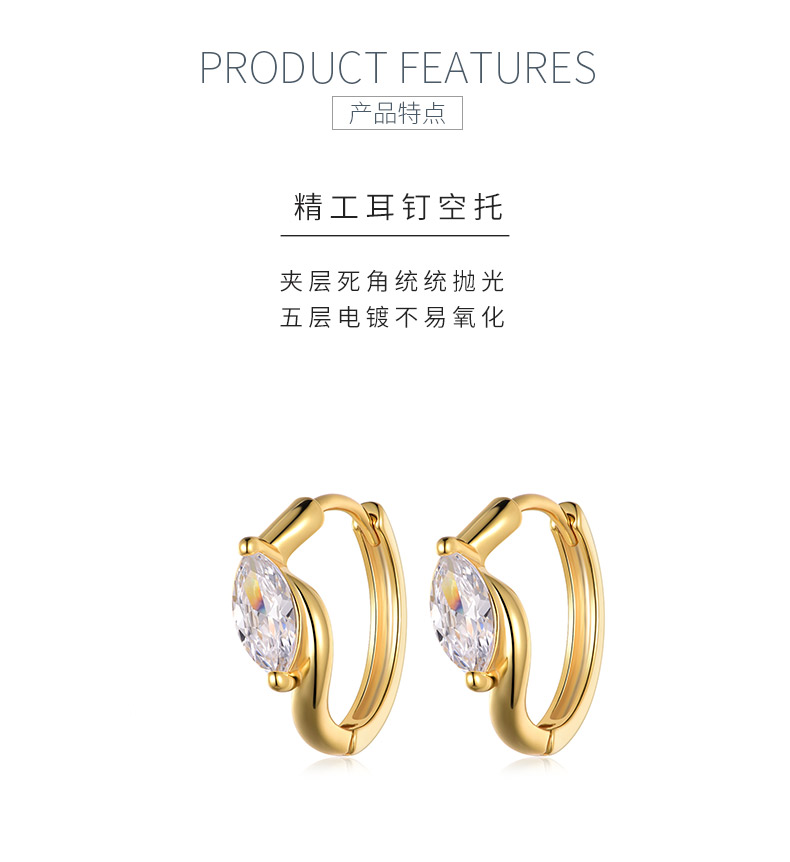ME0022款S25银镀18K金马眼形莫桑钻耳圈耳环0.8ct - 5