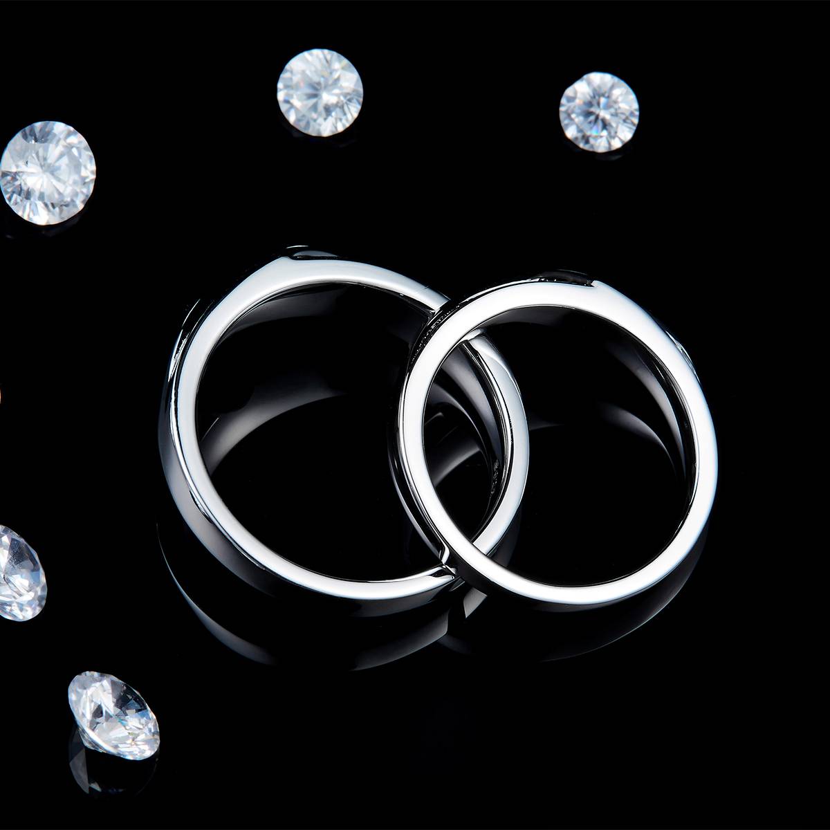 情侣对戒S925银镀白金定制选款莫桑钻0.28ct