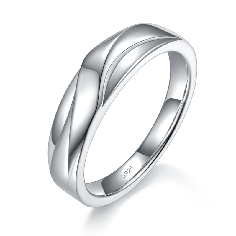 情侣Couple RingS925银镀白金定制选款Moissanite0.02ct