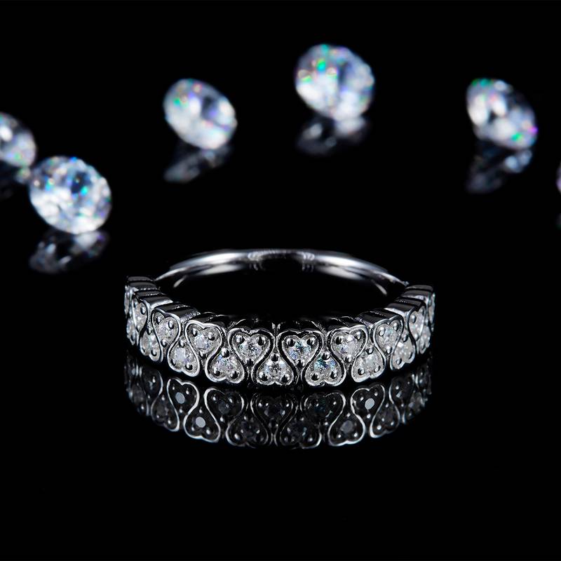 Women's RingS925银镀白金定制选款Moissanite0.3ct