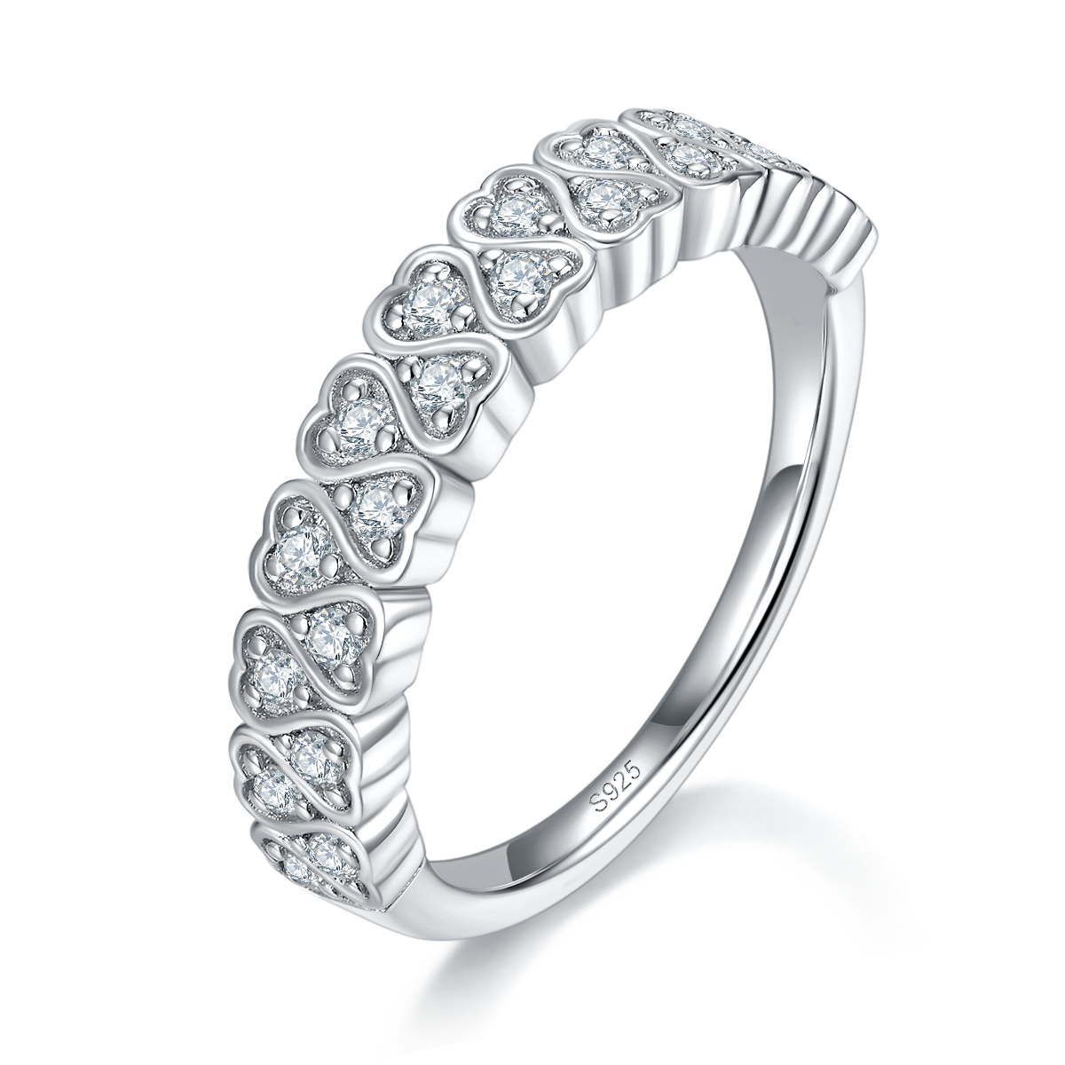 女戒S925银镀白金定制选款莫桑钻0.3ct