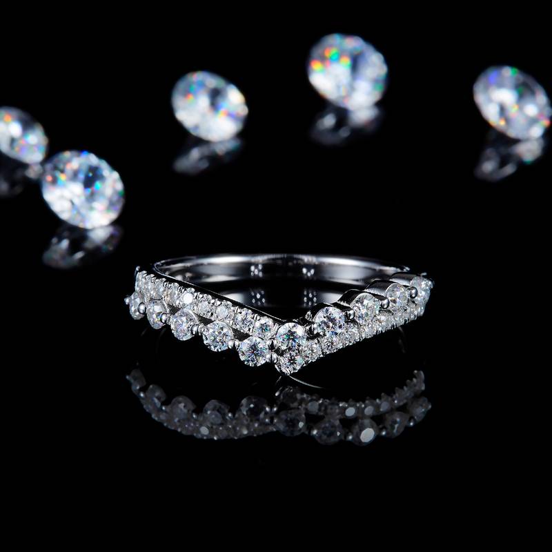 Women's RingS925银镀白金定制选款Moissanite0.48ct
