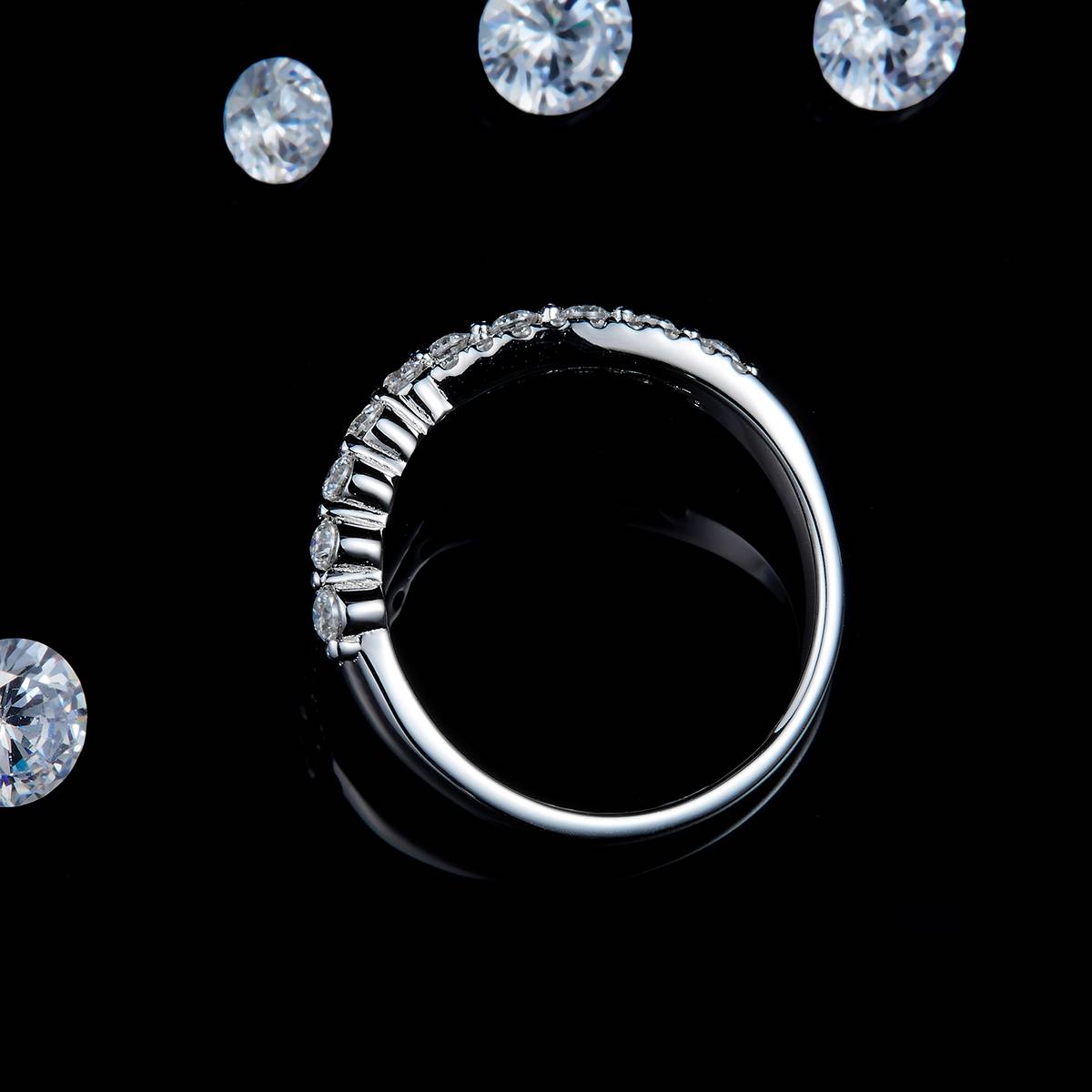 女戒S925银镀白金定制选款莫桑钻0.48ct
