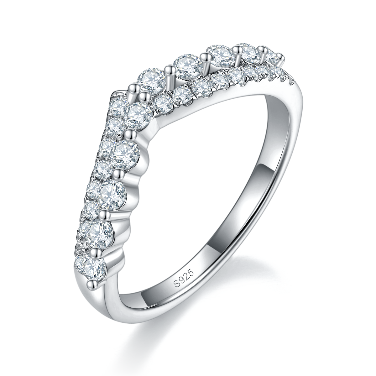 女戒S925银镀白金定制选款莫桑钻0.48ct
