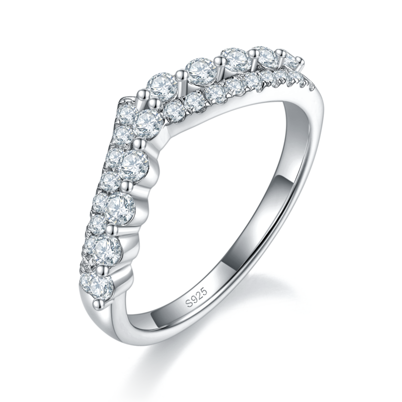 Women's RingS925银镀白金定制选款Moissanite0.48ct