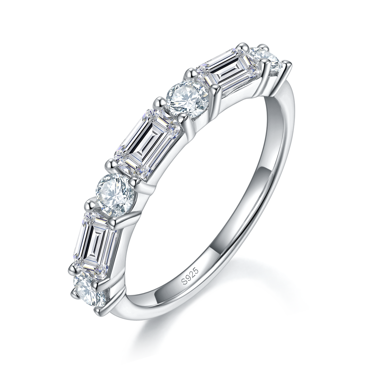 Grandmother Cutting Ring S925 Silver Plated Platinum Customized Selection Moissanite 1.9ct