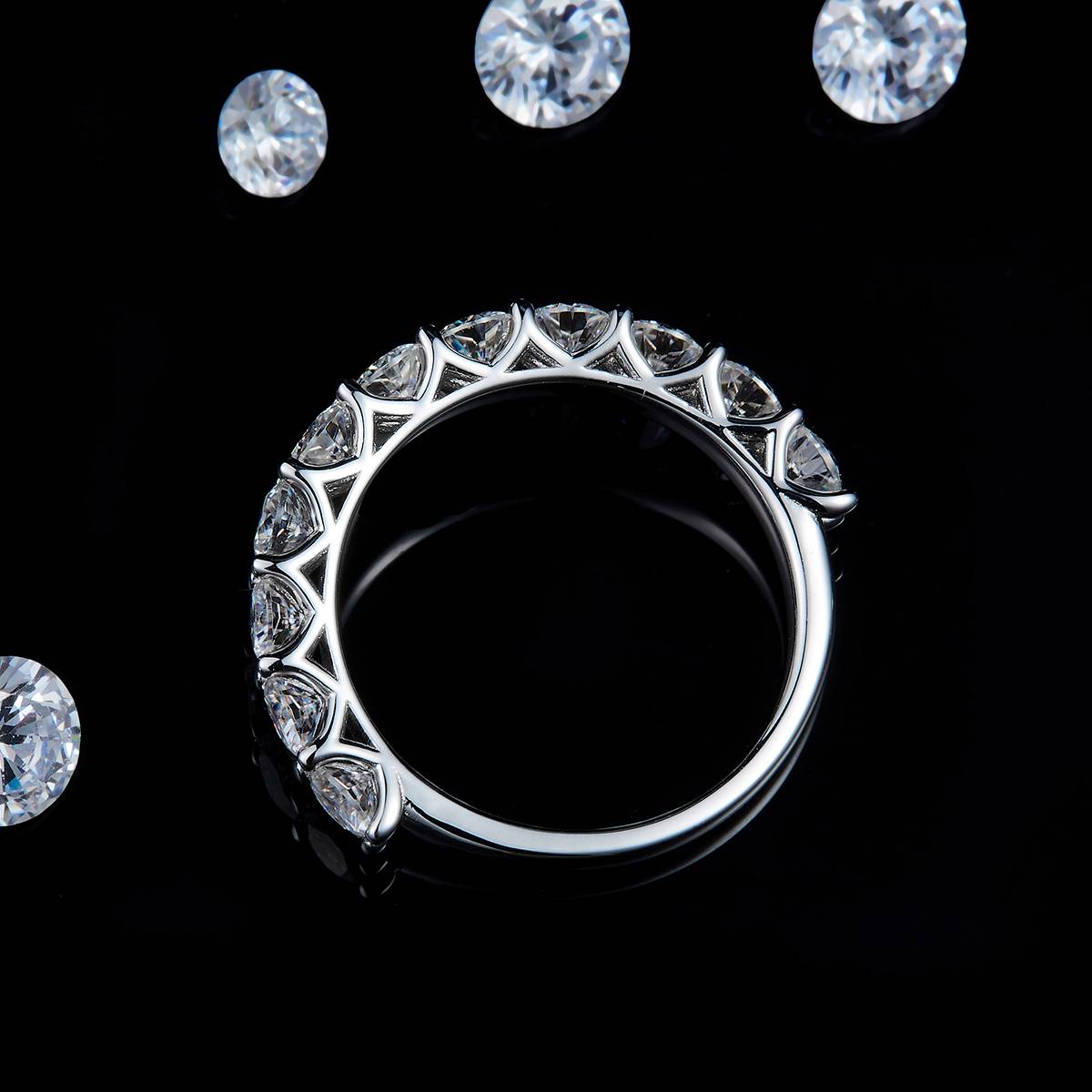 Women's ring S925 silver plated platinum customized selection Moissanite 2.2ct
