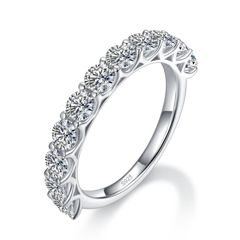 女戒S925银镀白金定制选款莫桑钻2.2ct