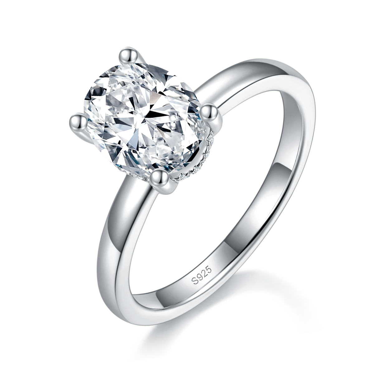 Primary and Secondary Ring S925 Silver Plated Platinum Customized Selection Moissanite 2.0ct