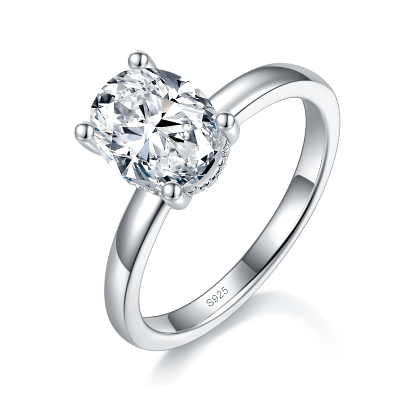 主副套戒S925银镀白金定制选款莫桑钻2.0ct