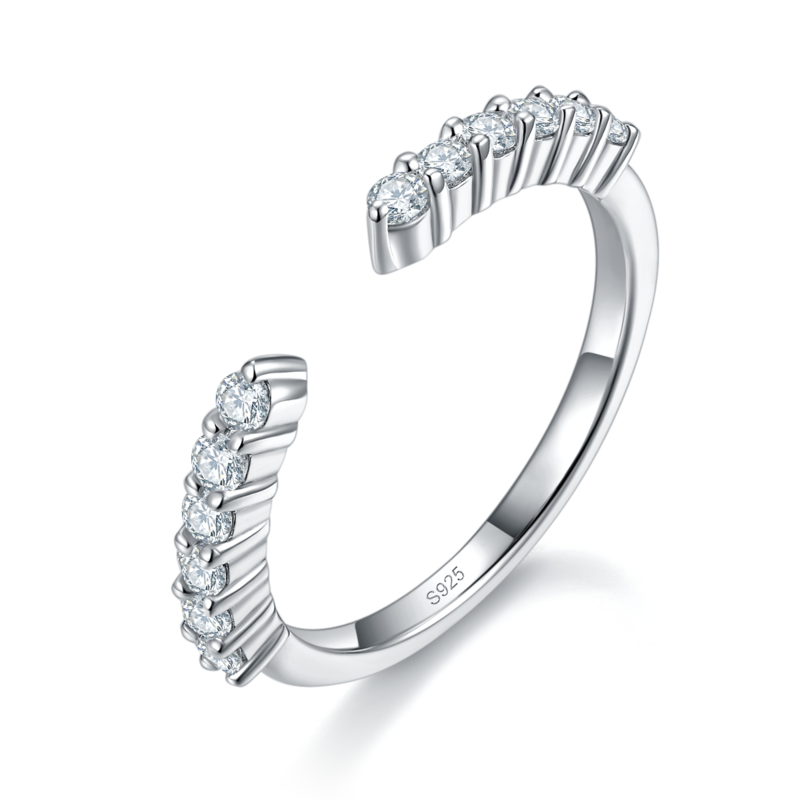 主副套戒S925银镀白金定制选款莫桑钻2.0ct
