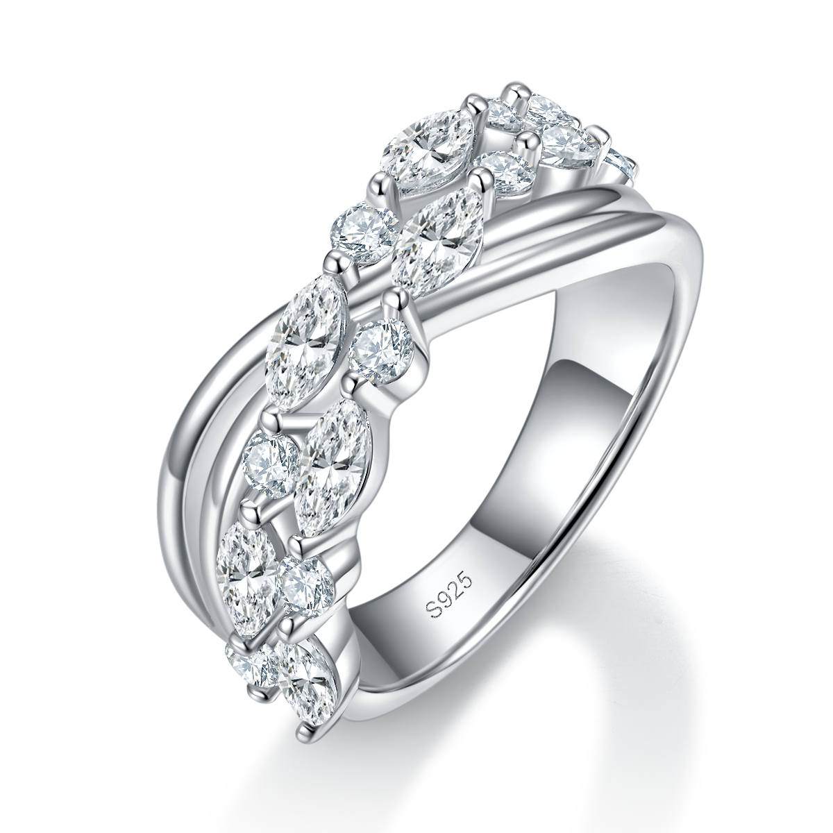 Women's ring S925 silver plated platinum customized selection Moissanite 2.1ct