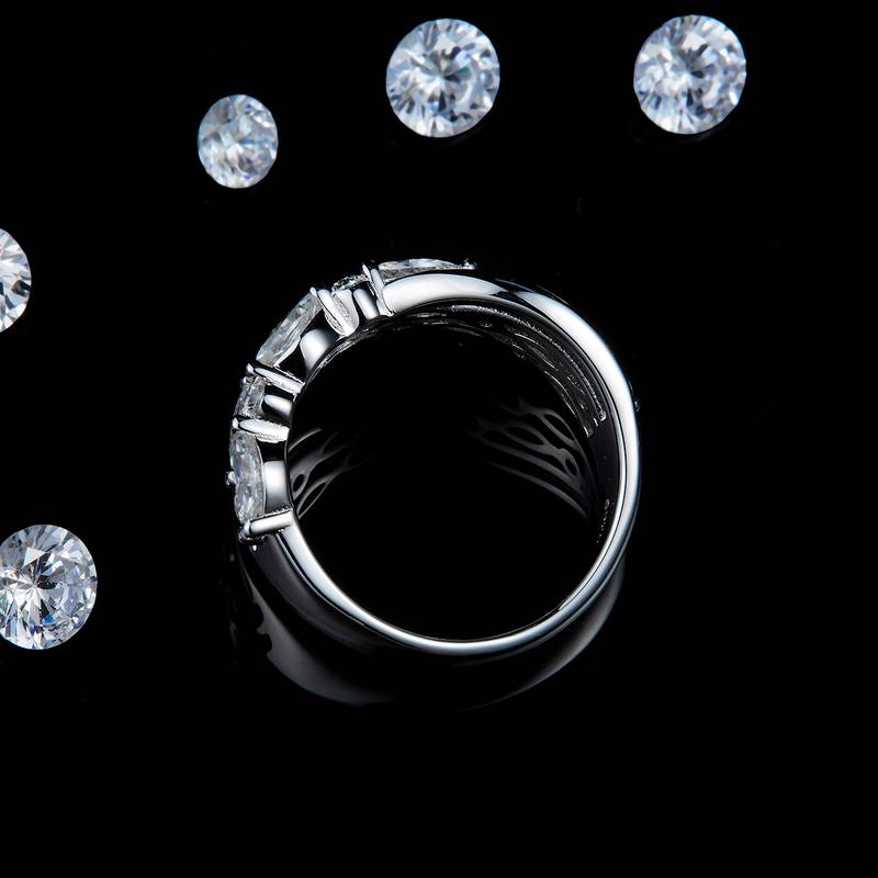 Women's RingS925银镀白金定制选款Moissanite2.1ct