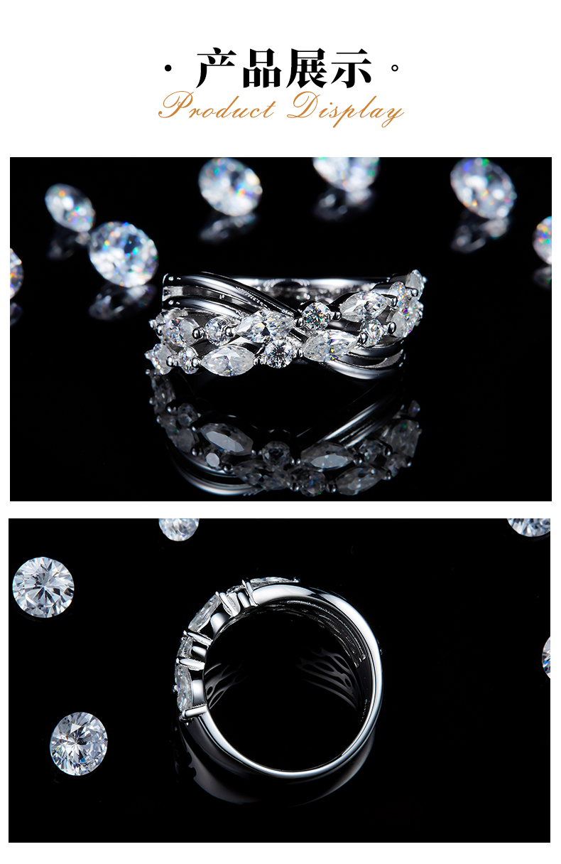 女戒S925银镀白金定制选款莫桑钻2.1ct - 3