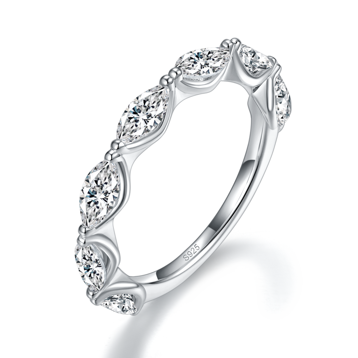 Women's ring S925 silver plated platinum customized option Side Stone Moissanite 2.1ct
