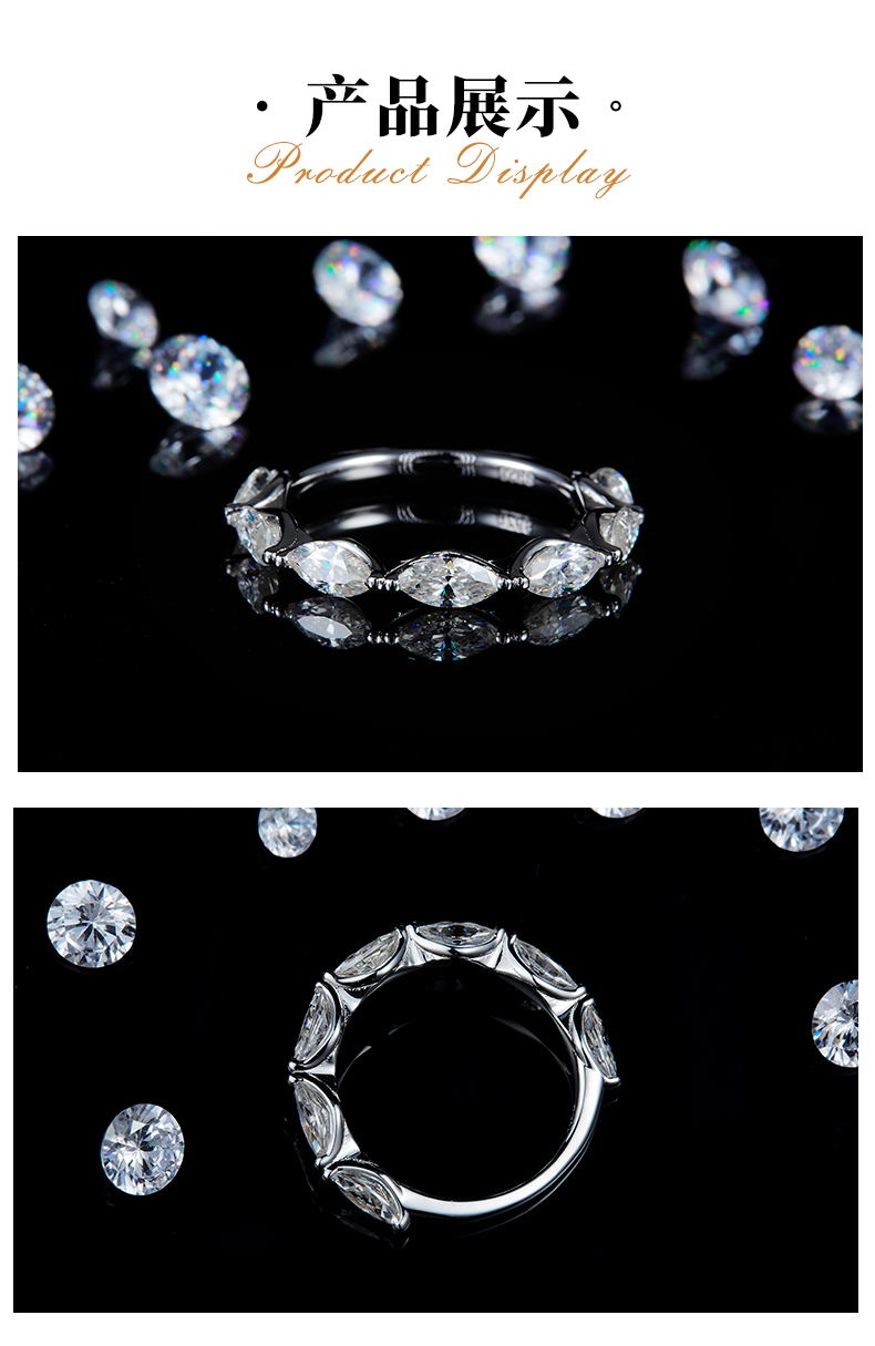 女戒S925银镀白金定制选款副石莫桑钻2.1ct - 3