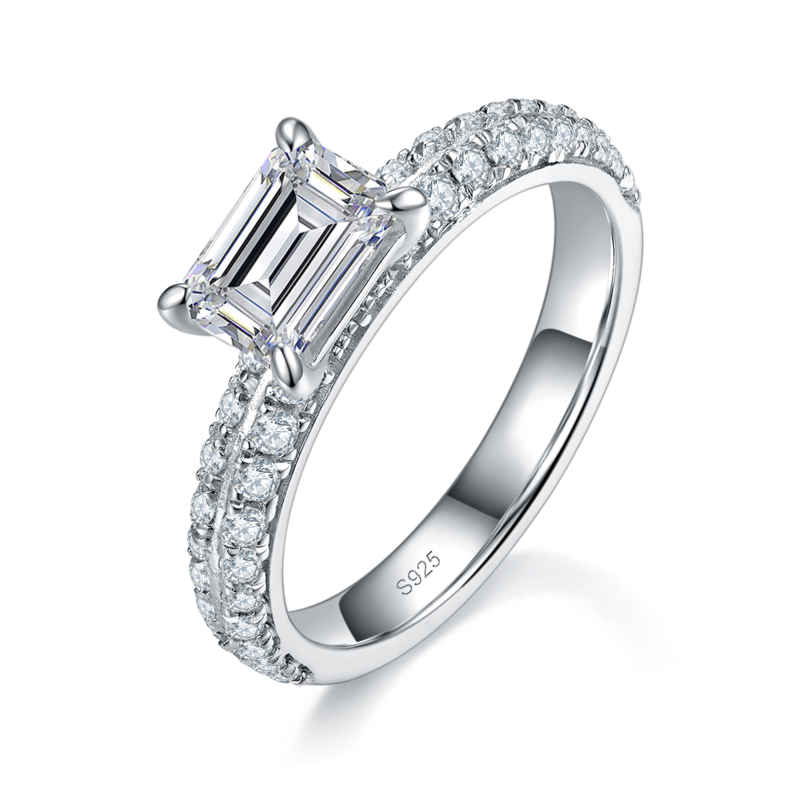 主副套戒S925银镀白金定制选款主石Moissanite1.0ct/副石高碳钻