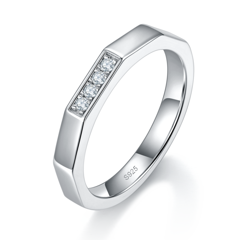 主副套戒S925银镀白金定制选款主石Moissanite1.0ct/副石高碳钻