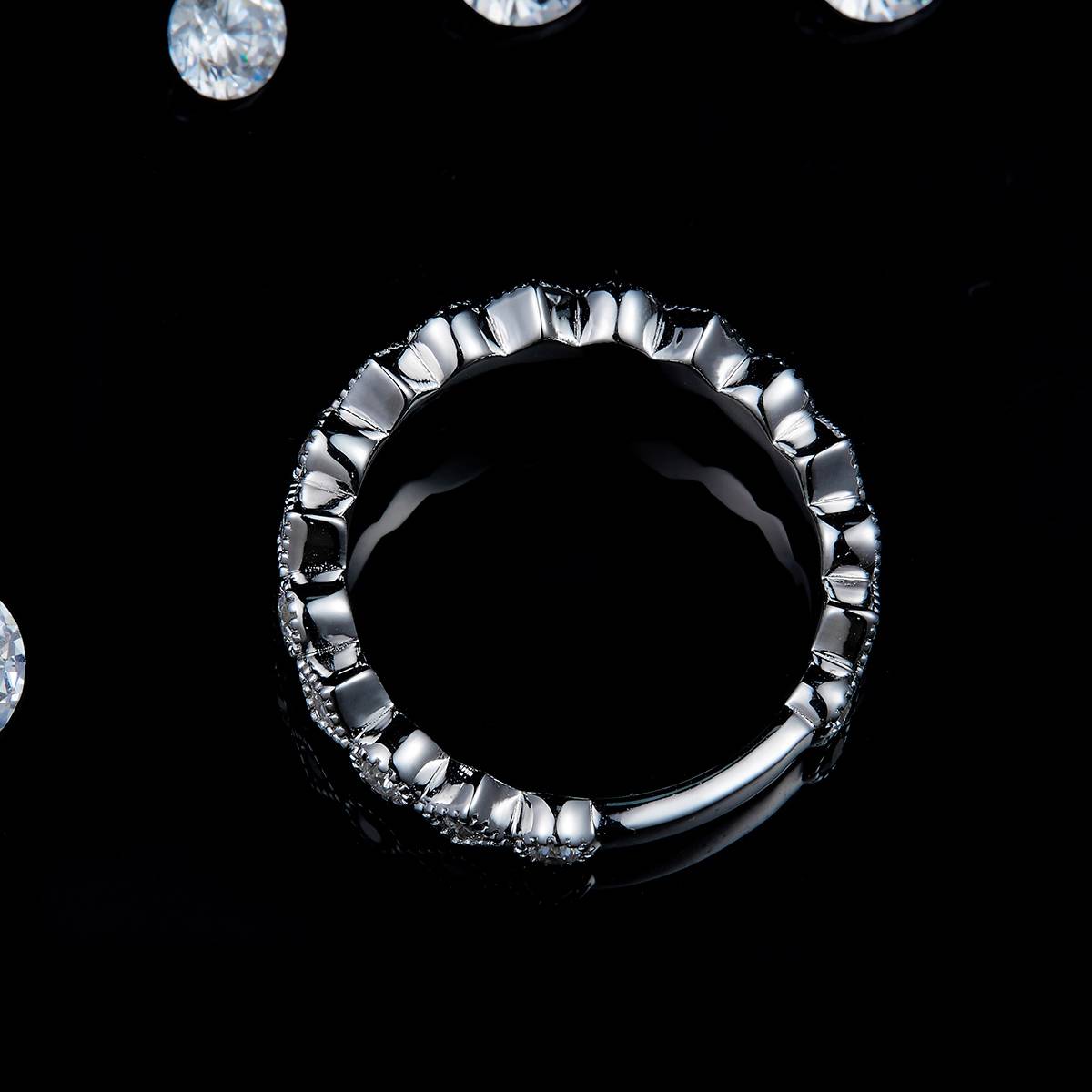 Exquisite small row ring S925 silver plated platinum customized selection Moissanite 0.43ct