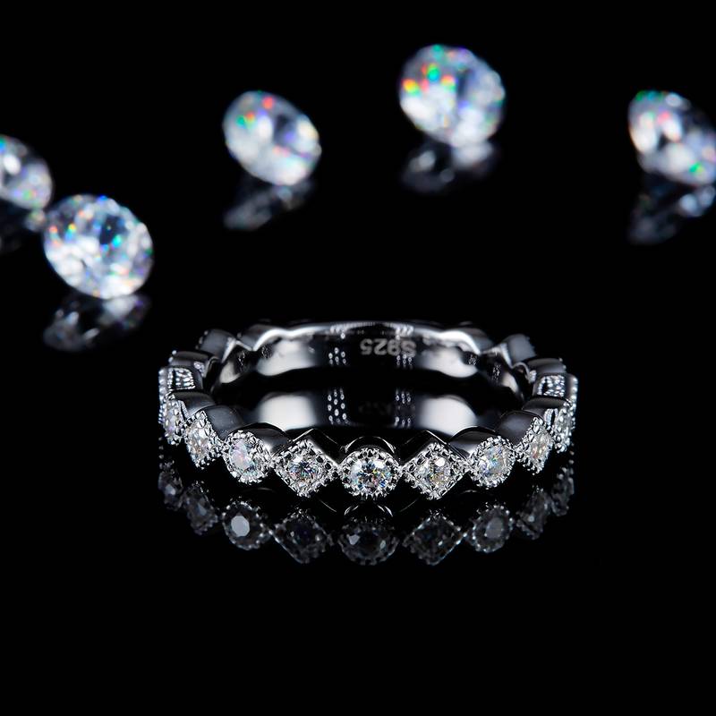 Exquisite小排戒S925银镀白金定制选款Moissanite0.43ct
