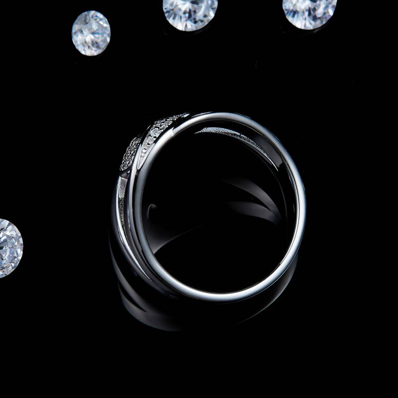 Affordable Luxury宽版排戒Women's RingS925银镀白金定制选款Moissanite0.252ct