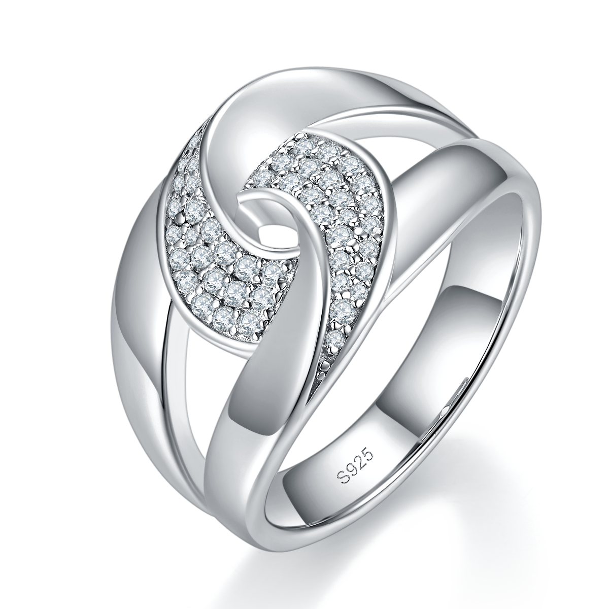 Light luxury wide version lined ring women's ring S925 silver plated platinum customized selection Moissanite 0.252ct