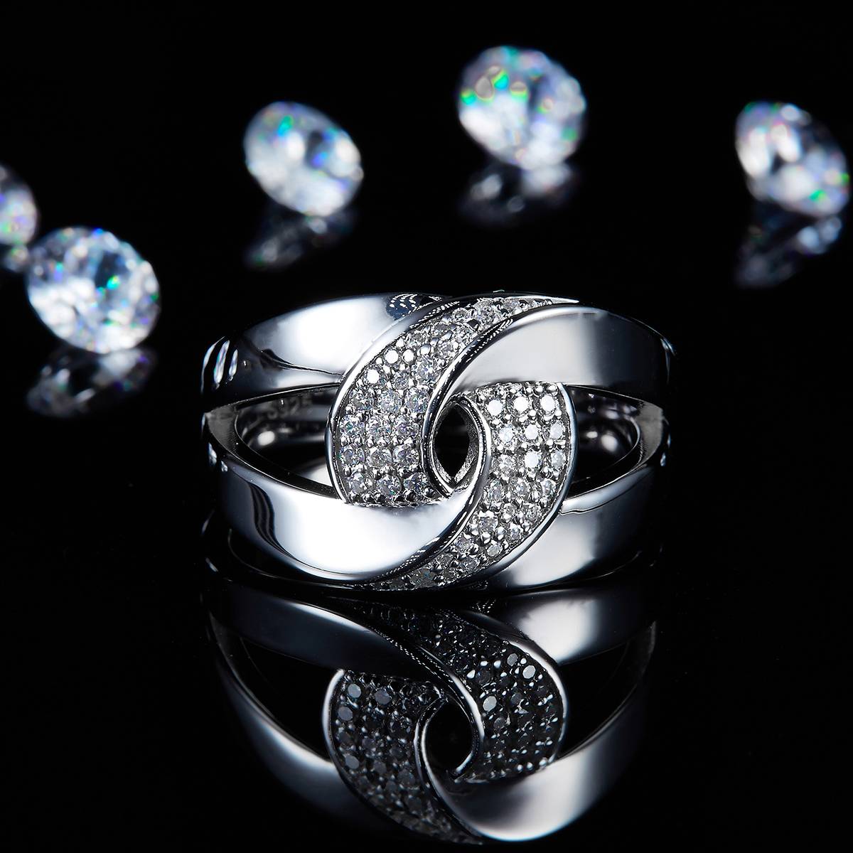Light luxury wide version lined ring women's ring S925 silver plated platinum customized selection Moissanite 0.252ct