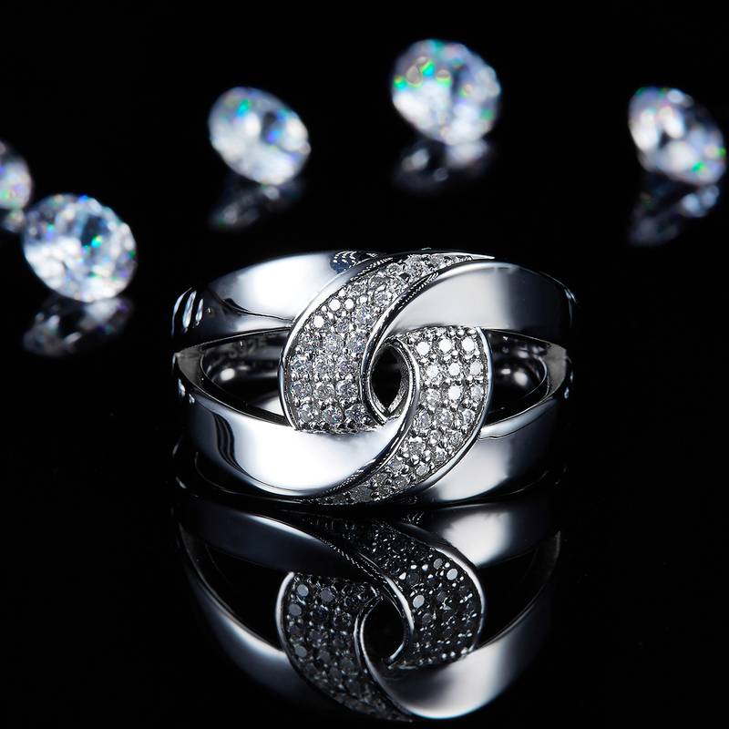 Affordable Luxury宽版排戒Women's RingS925银镀白金定制选款Moissanite0.252ct