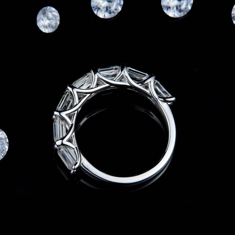 祖母切排戒S925银镀白金定制选款Moissanite3.5ct