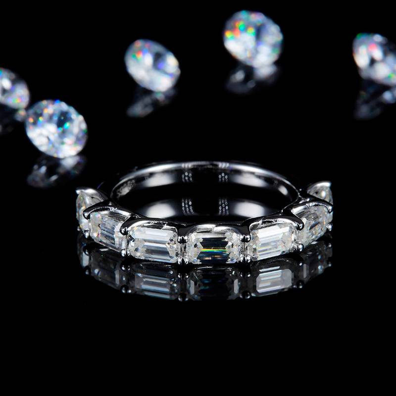 祖母切排戒S925银镀白金定制选款Moissanite3.5ct