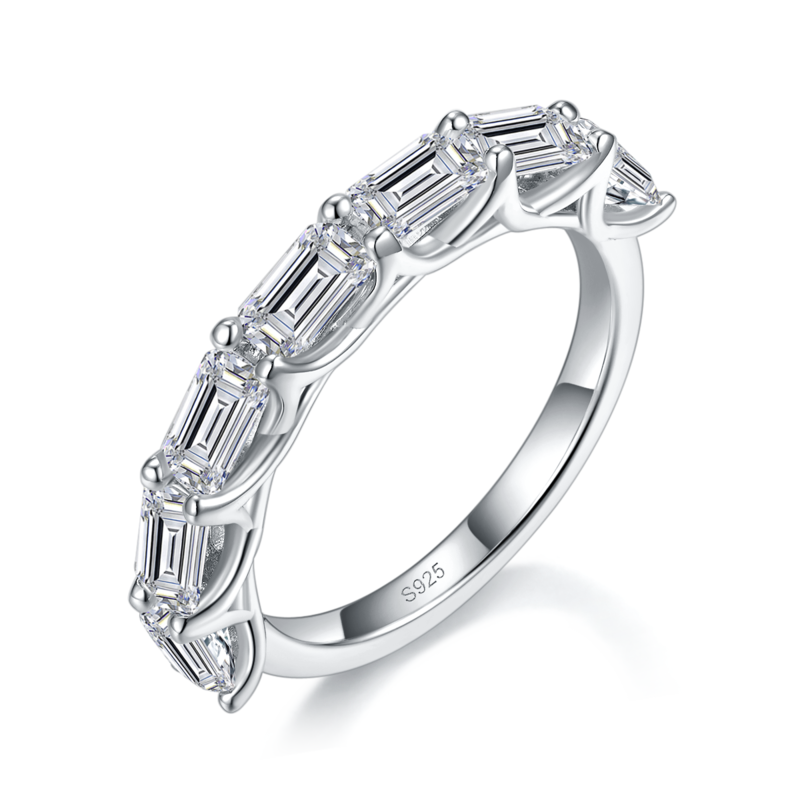 祖母切排戒S925银镀白金定制选款Moissanite3.5ct