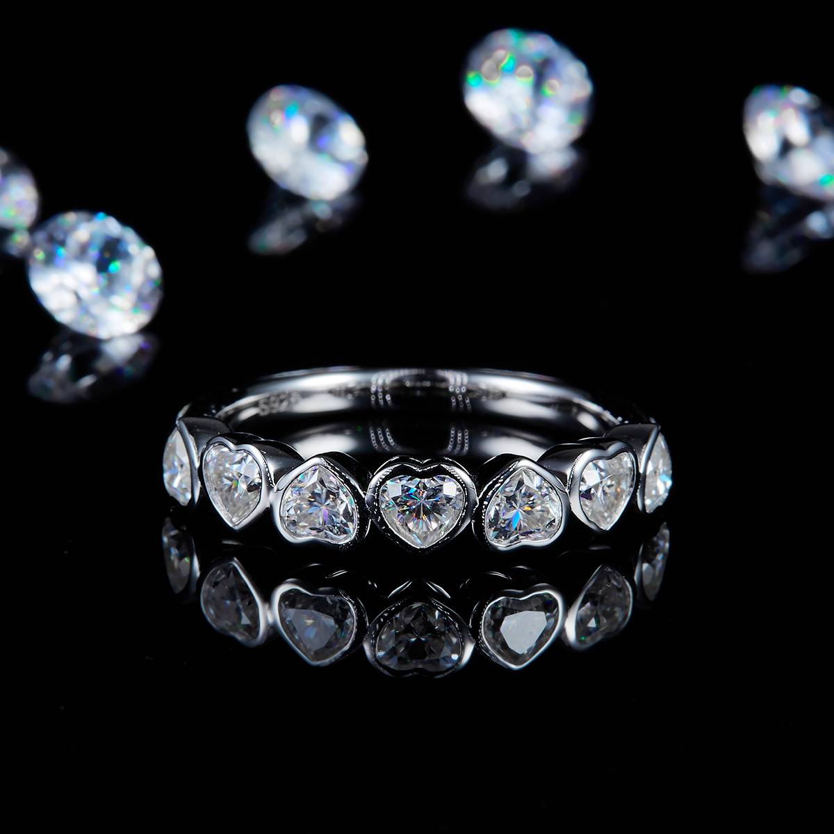 Love Bubble Ring S925 Silver Plated Platinum Customized Selection Moissanite 2.45ct