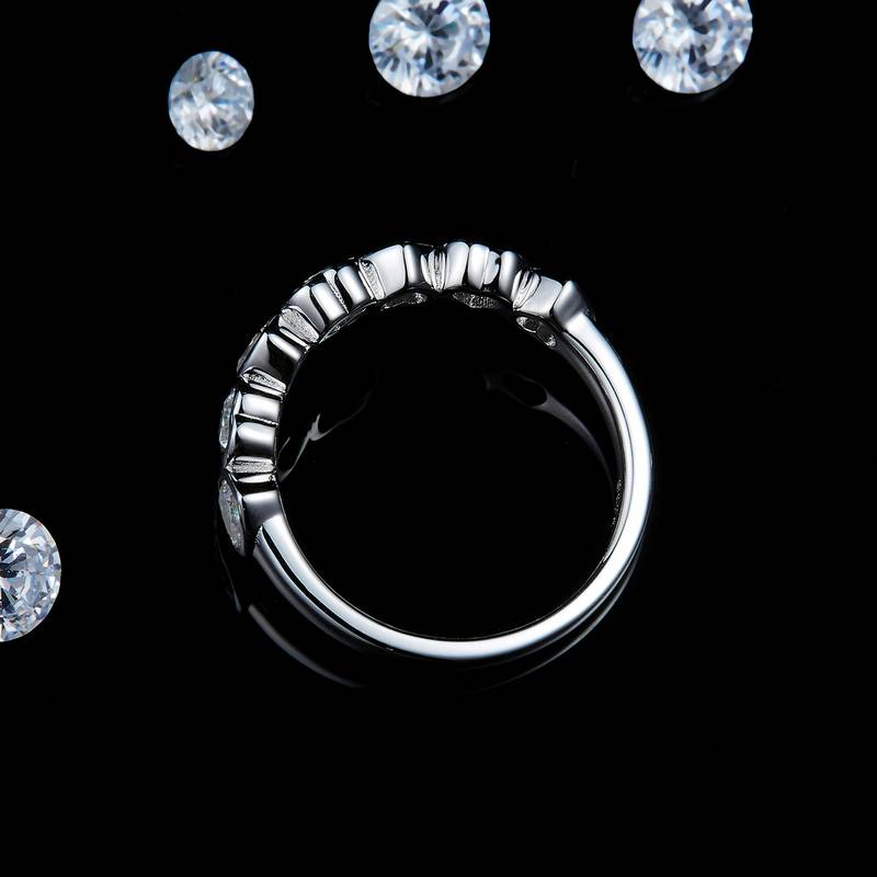爱心水泡排戒S925银镀白金定制选款Moissanite2.45ct