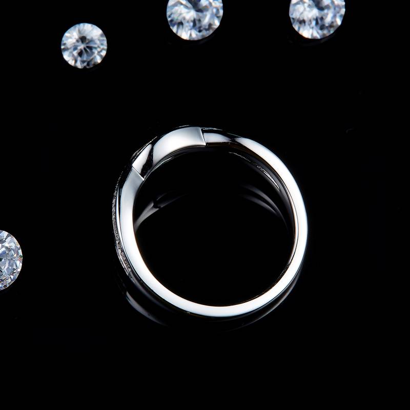 Affordable Luxury扭臂排戒Women's RingS925银镀白金定制选款副石Moissanite0.18ct
