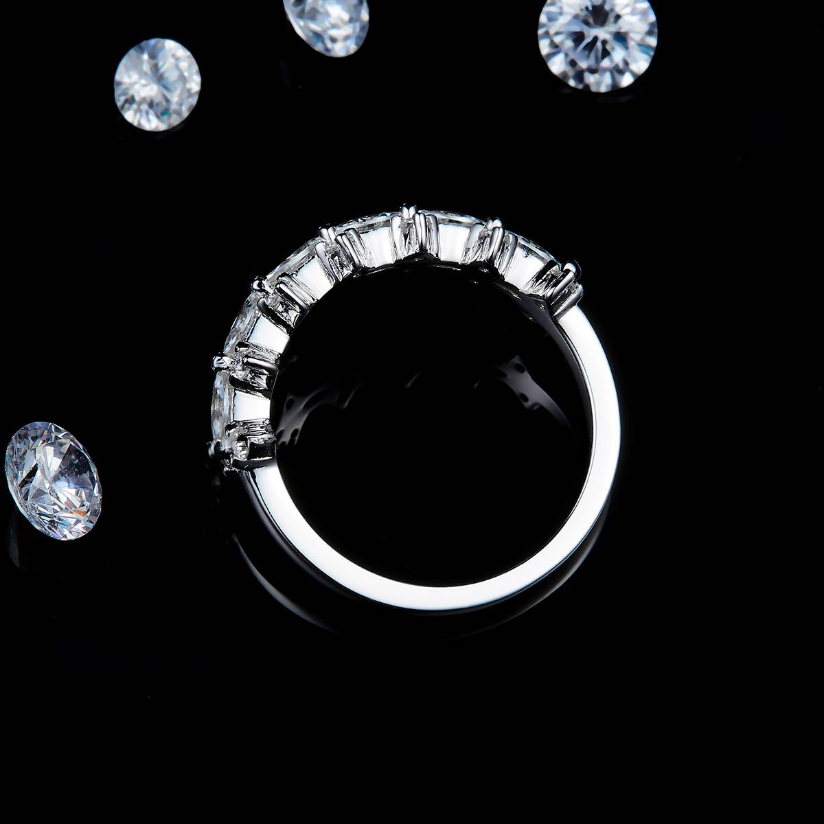 20 point Marquise Broken Diamond Ring Women's Ring S925 Silver Plated Platinum Customized Selection Side Stone Moissanite 0.88ct