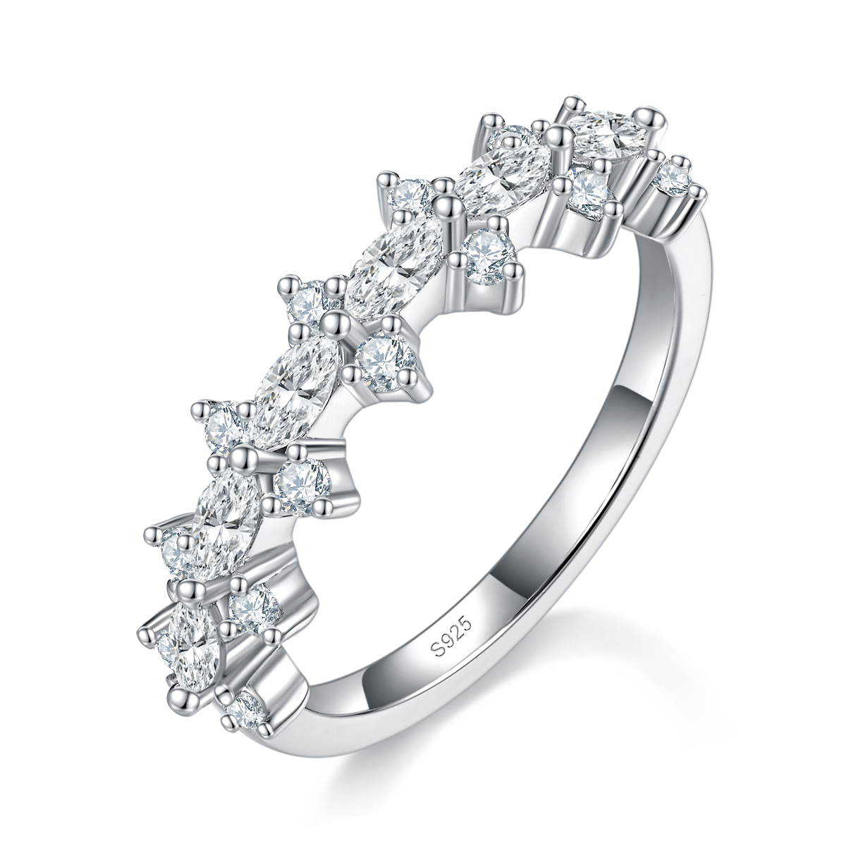 20 point Marquise Broken Diamond Ring Women's Ring S925 Silver Plated Platinum Customized Selection Side Stone Moissanite 0.88ct