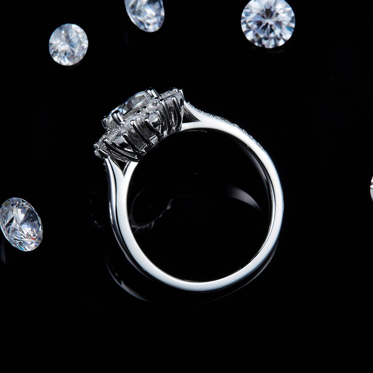 Pearl Broken Diamond Sunflower Women's Ring S925 Silver Plated Platinum Customized Selection Main Stone Moissanite 1.0ct/Side Stone Cubic Zirconia