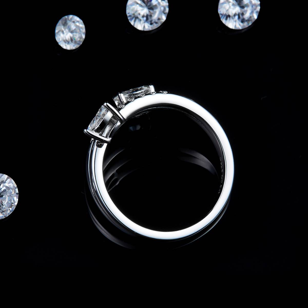 Women's ring S925 silver plated platinum customized option Moissanite 0.5ct