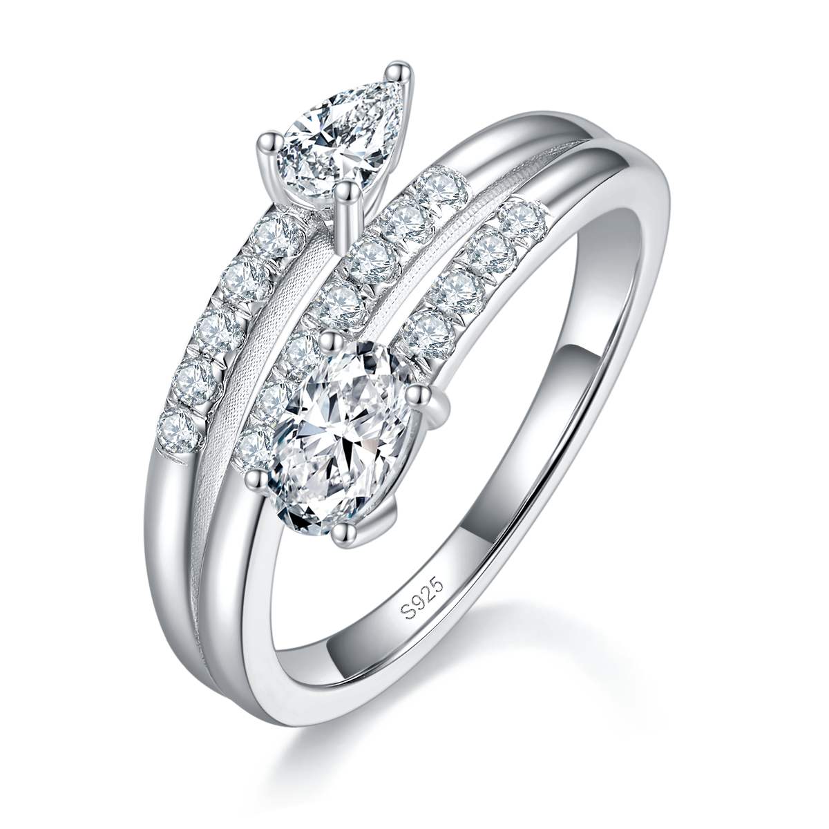 Women's ring S925 silver plated platinum customized option Moissanite 0.5ct