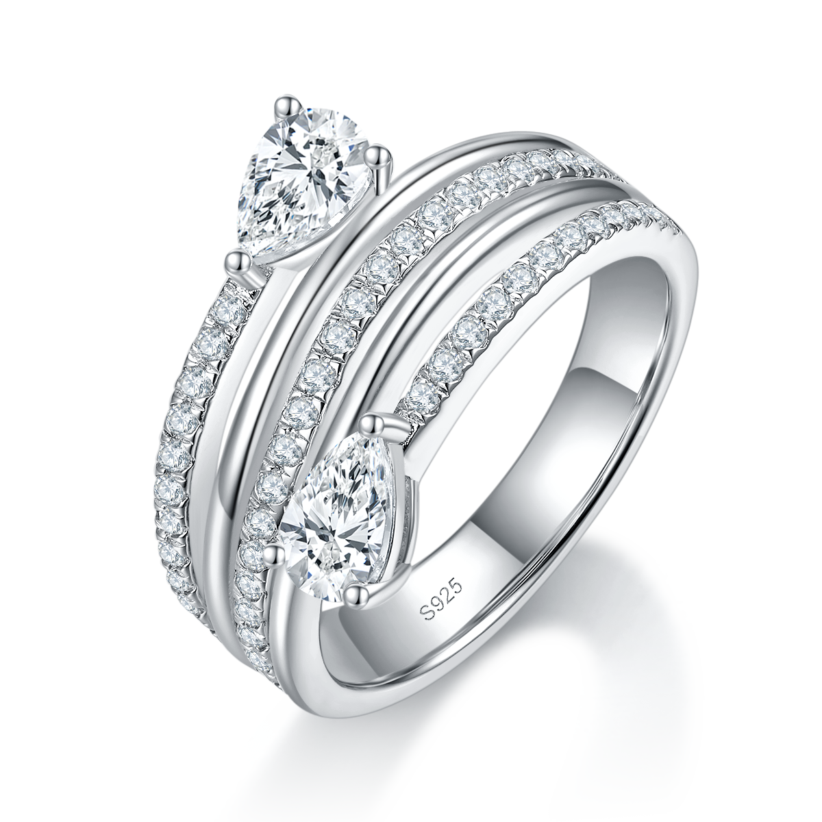 女戒S925银镀白金定制选款莫桑钻1.0ct