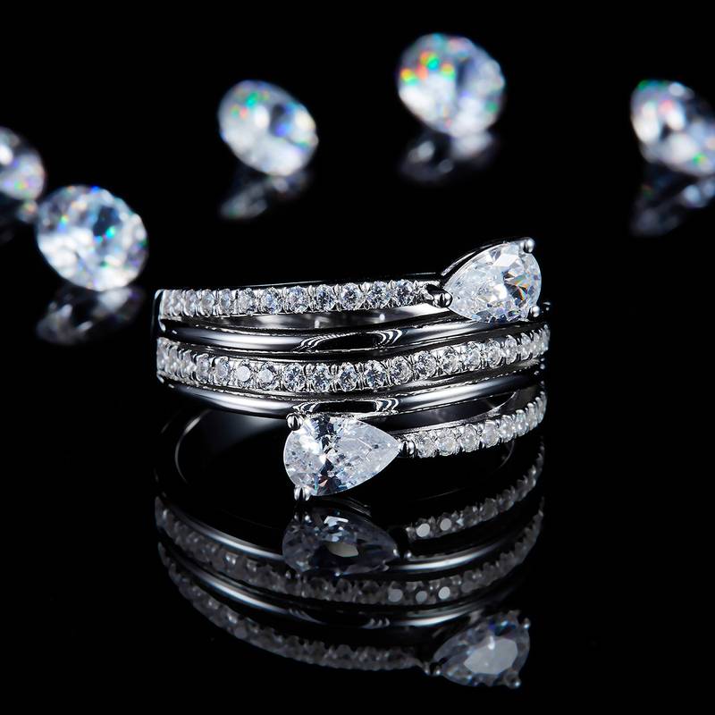 Women's RingS925银镀白金定制选款Moissanite1.0ct